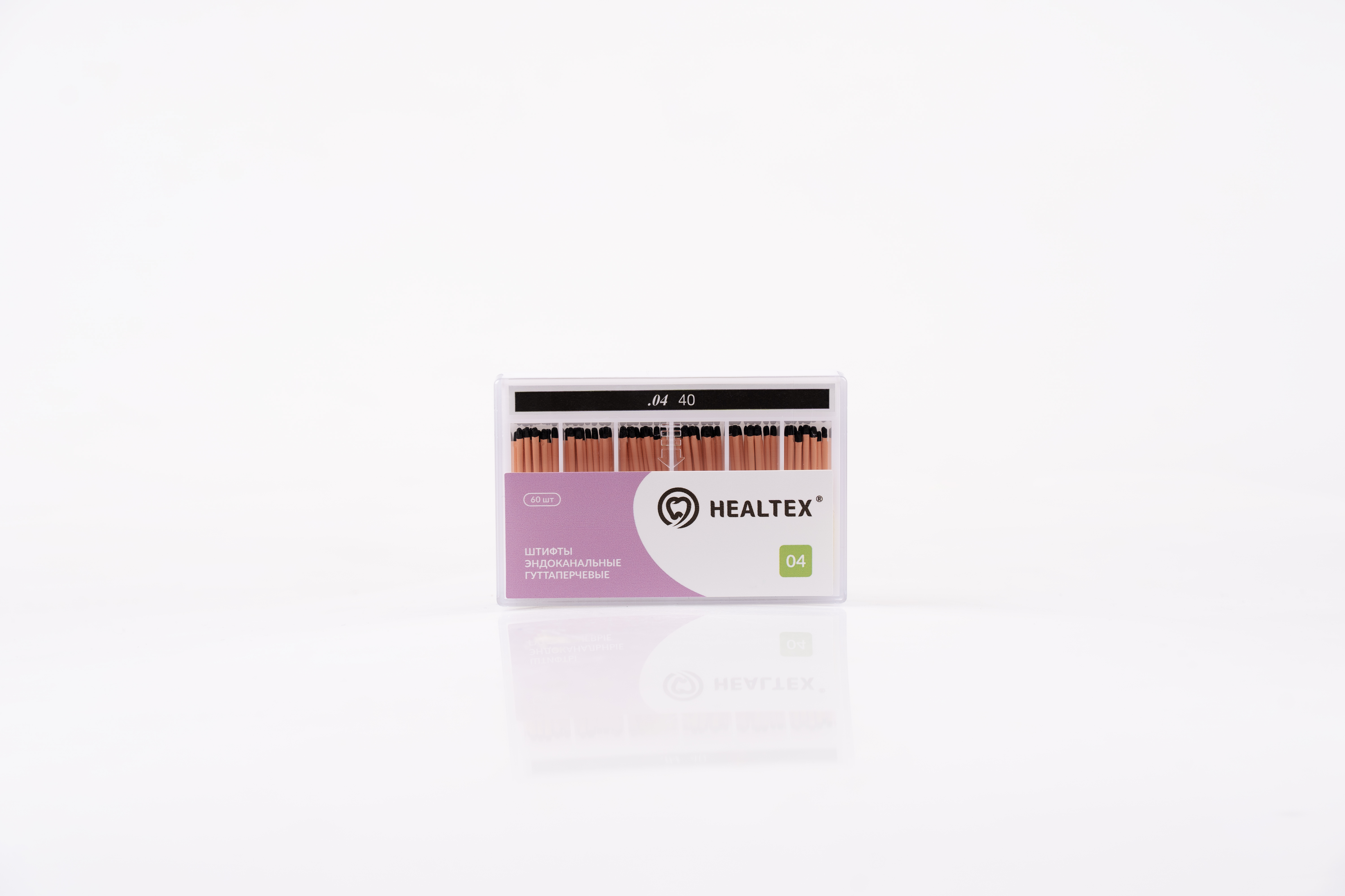 Штифты эндоканальные гуттаперчевые Healtex набор GST40/4 Kit конусность 04, размер 40 - 60 шт.