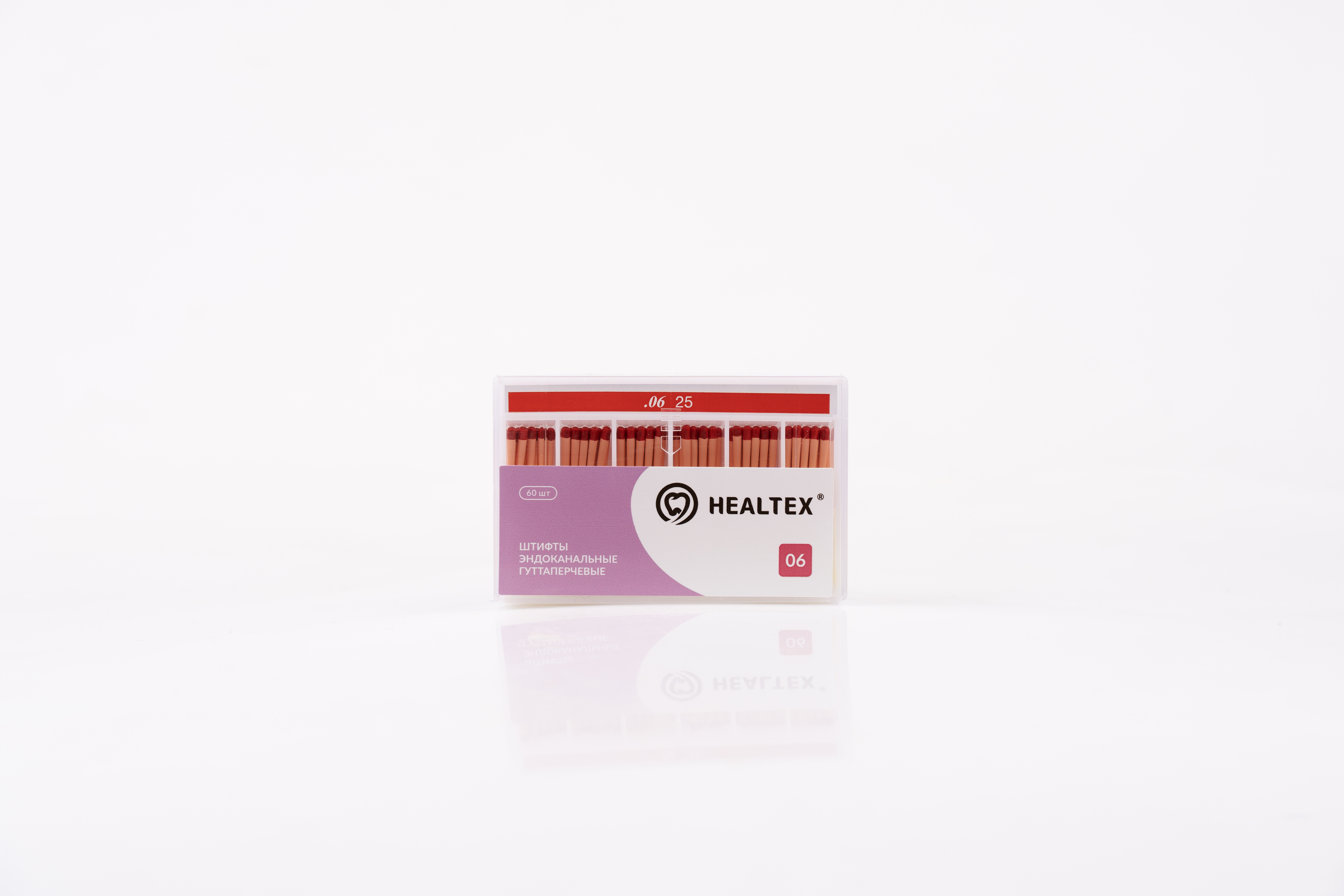 Штифты эндоканальные гуттаперчевые Healtex набор GST25/6 Kit конусность 06, размер 25 - 60 шт.