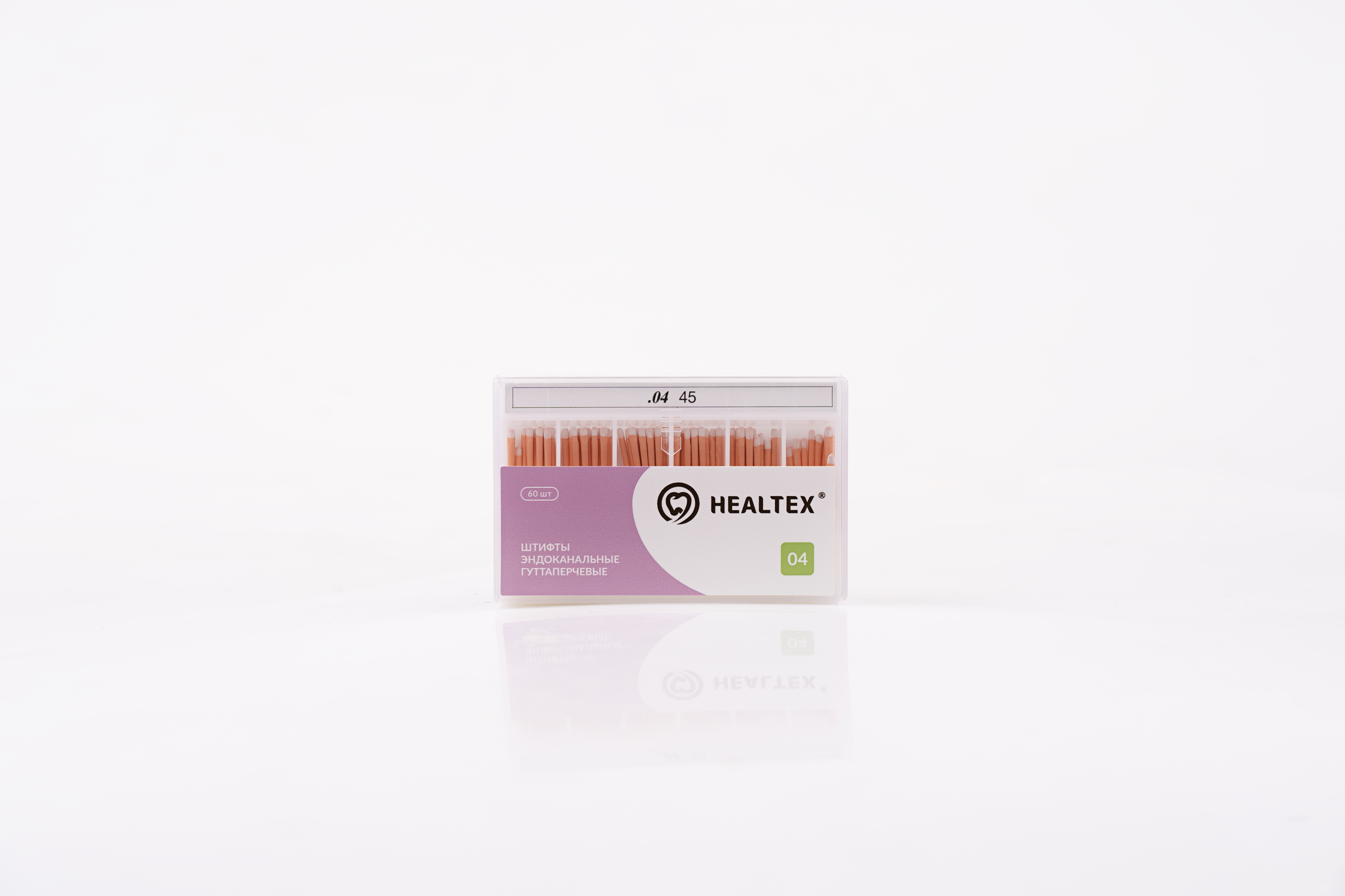 Штифты эндоканальные гуттаперчевые Healtex набор GST45/4 Kit конусность 04, размер 45 - 60 шт.