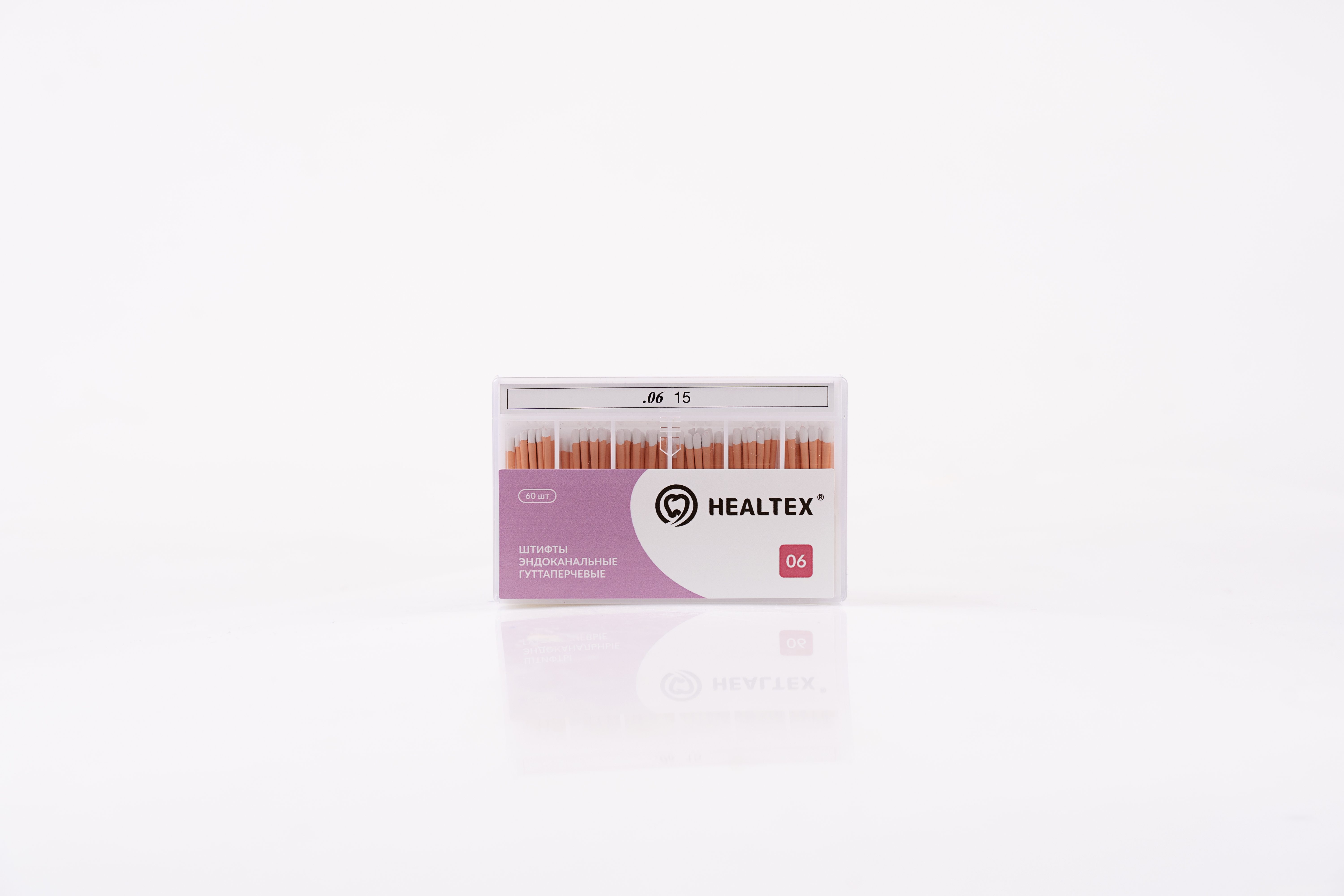 Штифты эндоканальные гуттаперчевые Healtex набор GST15/6 Kit конусность 06, размер 15 - 60 шт.