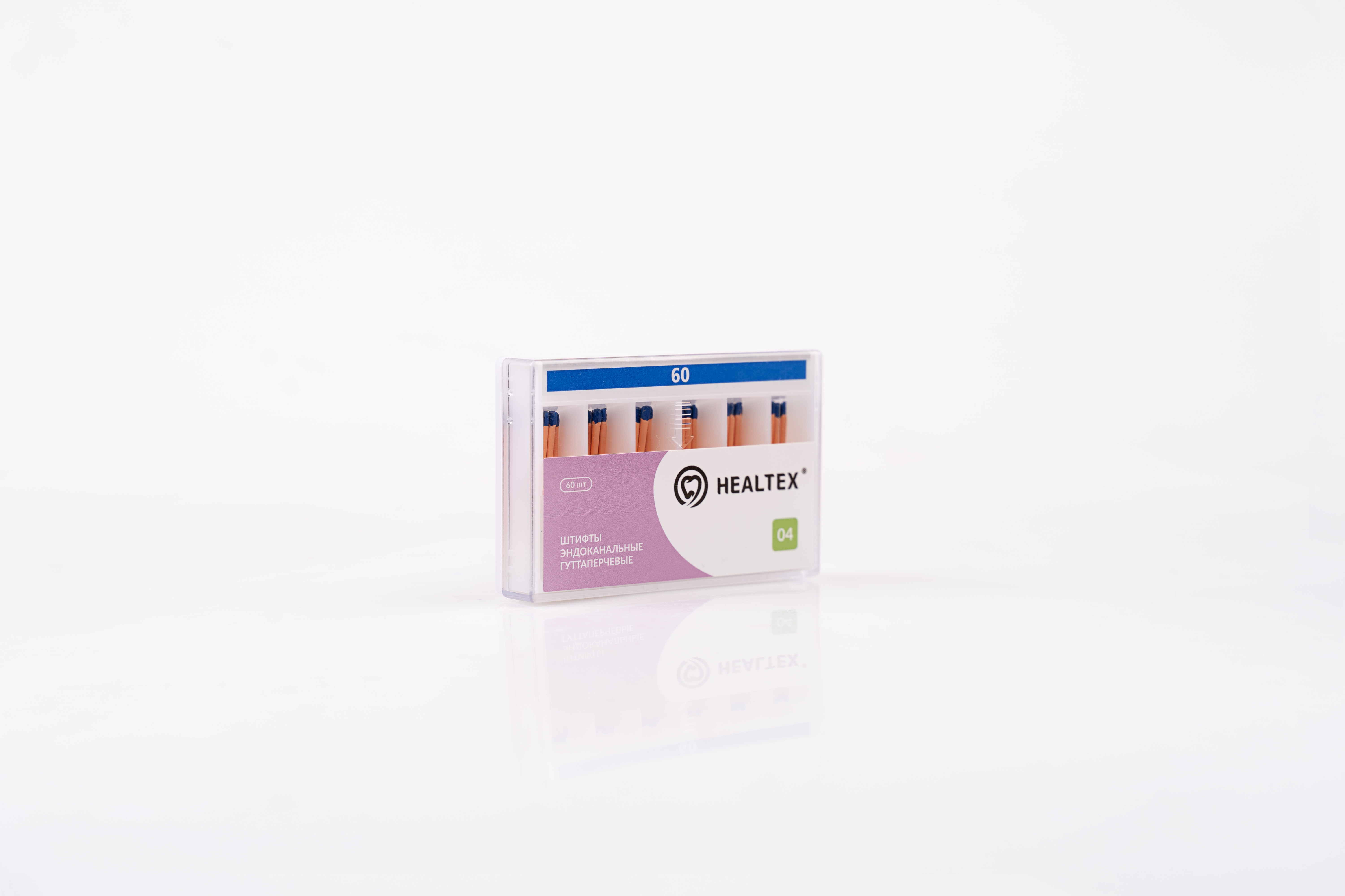 Штифты эндоканальные гуттаперчевые Healtex набор GST60/4 Kit конусность 04, размер 60 - 60 шт.