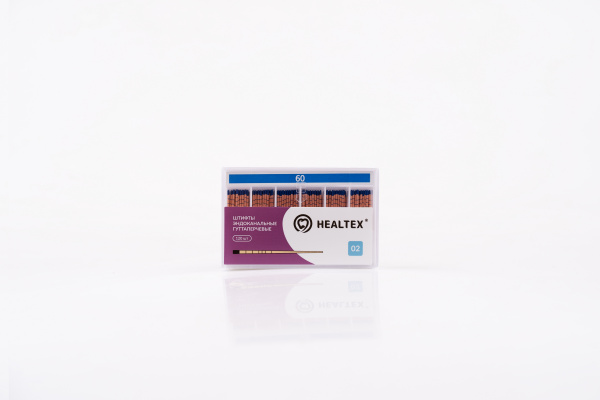 Штифты эндоканальные гуттаперчевые Healtex набор GMM60/2 Kit с маркировкой длины, конусность 02, размер 60 - 120 шт.
