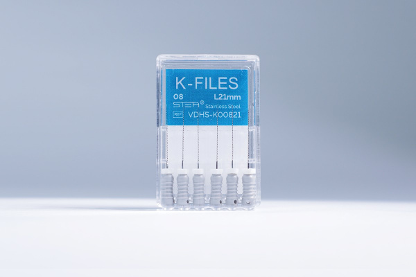 Ручные эндодонтические инструменты STEA K-Files, стальные, 21 мм, размер 08