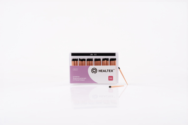 Штифты эндоканальные гуттаперчевые Healtex набор GST80/6 Kit конусность 06, размер 80 - 60 шт.