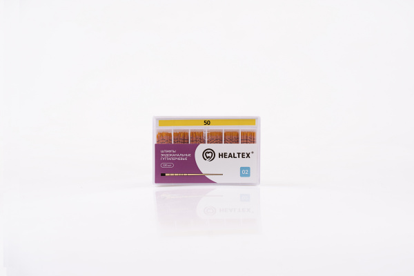 Штифты эндоканальные гуттаперчевые Healtex набор GMM50/2 Kit с маркировкой длины, конусность 02, размер 50 - 120 шт.