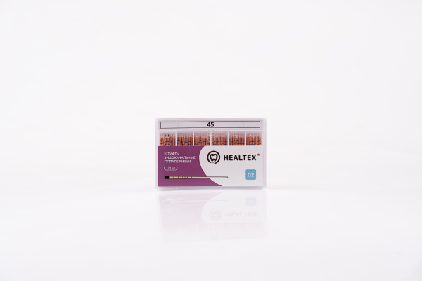 Штифты эндоканальные гуттаперчевые Healtex набор GMM45/2 Kit с маркировкой длины, конусность 02, размер 45 - 120 шт.