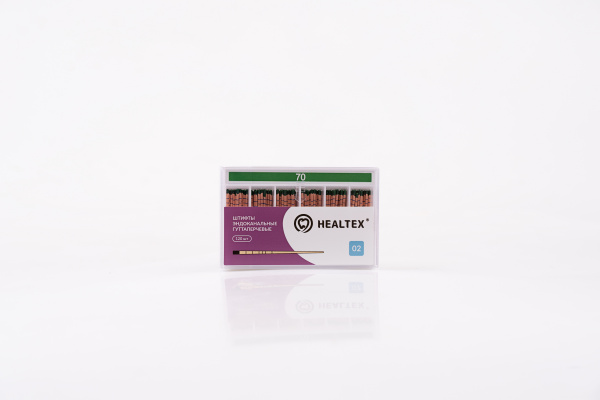 Штифты эндоканальные гуттаперчевые Healtex набор GMM70/2 Kit с маркировкой длины, конусность 02, размер 70 - 120 шт.