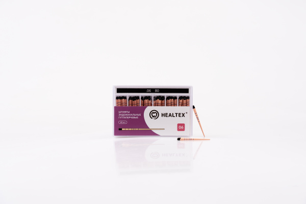 Штифты эндоканальные гуттаперчевые Healtex набор GMM80/6 Kit с маркировкой длины, конусность 06, размер 80 - 60 шт.